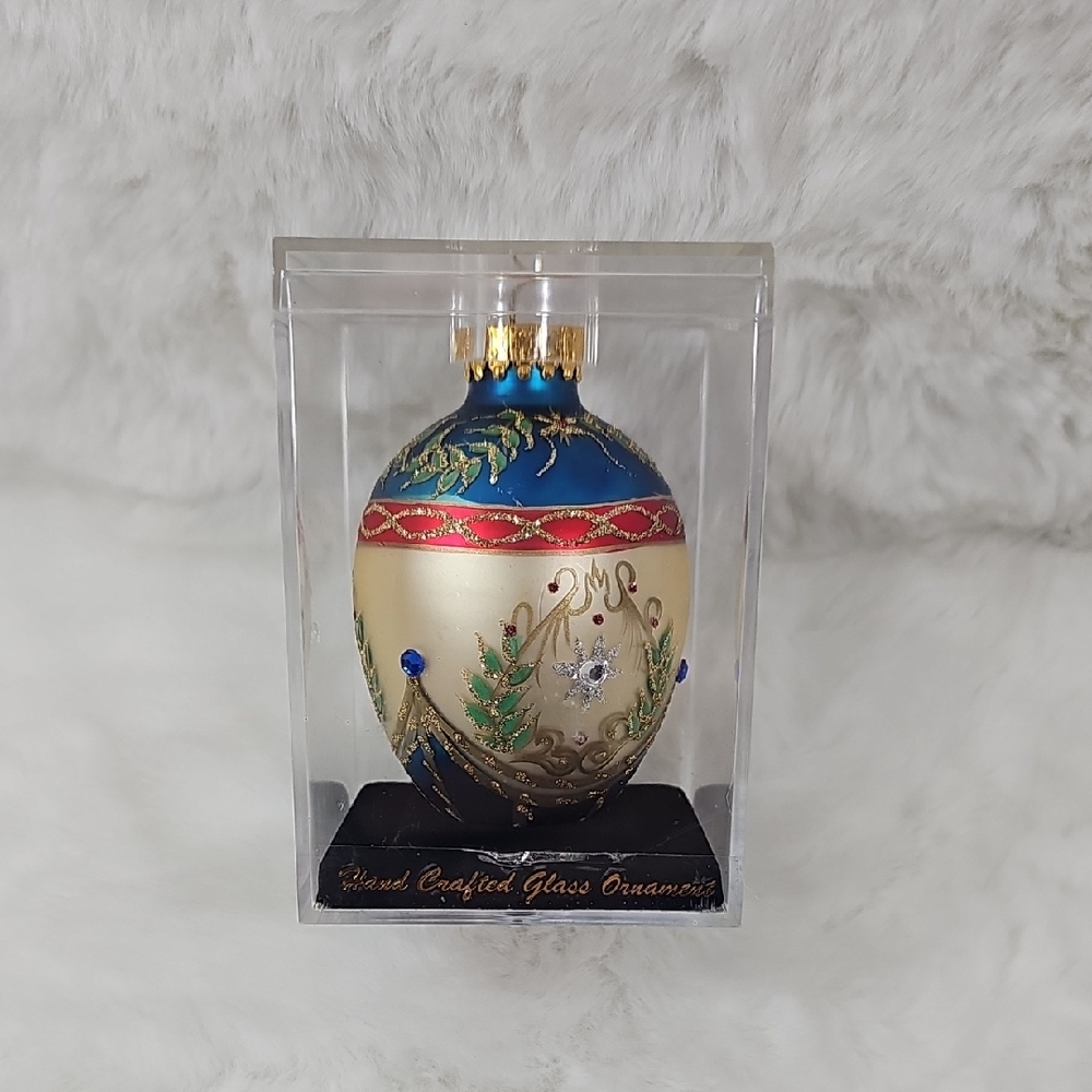 Santa's Workbench Blown Glass Ornament
